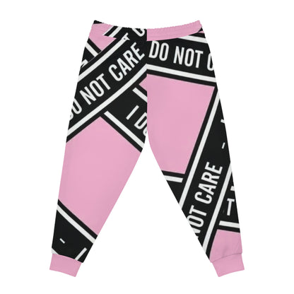 I Do Not Care Athletic Joggers — Pink Statement Sweatpants