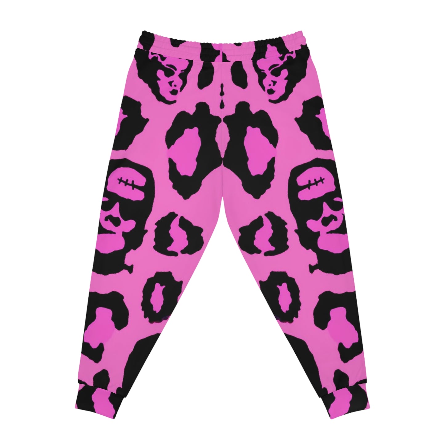 Pink Frankenstein Skull Pattern Joggers — Gothic Punk Athletic Pants