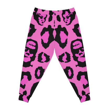 Pink Frankenstein Skull Pattern Joggers — Gothic Punk Athletic Pants
