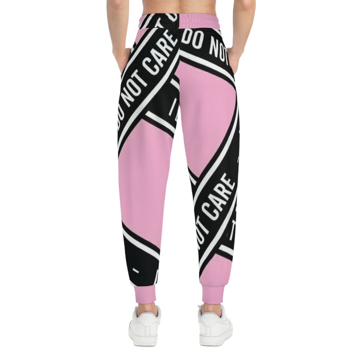 I Do Not Care Athletic Joggers — Pink Statement Sweatpants