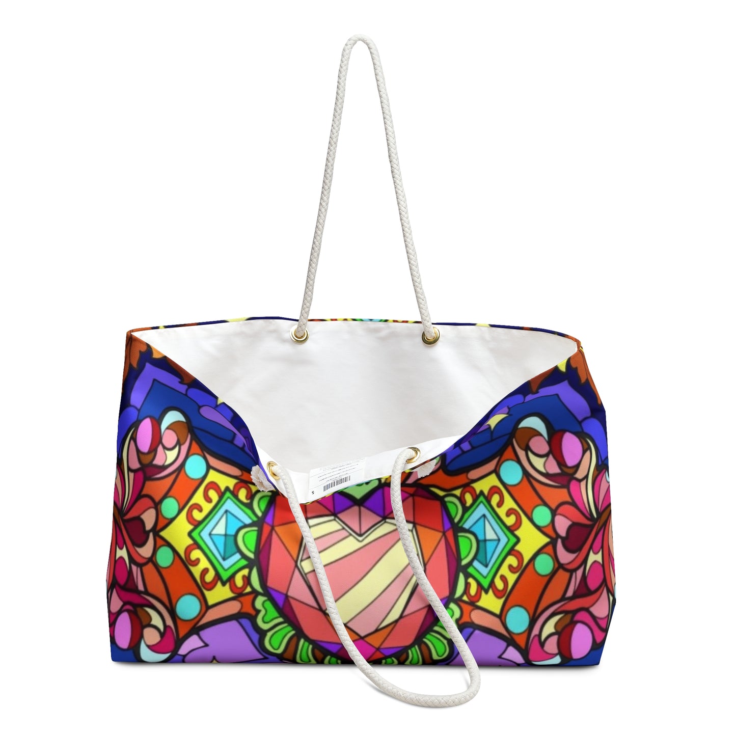 Vibrant Heart & Rose Weekender Bag - Colorful Travel Tote for Weekend Getaways, Festivals, and Gym