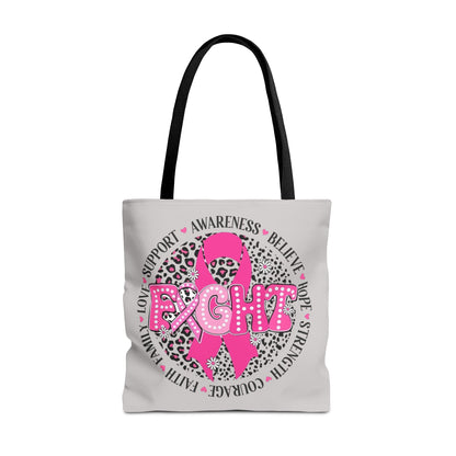 Breast Cancer Awareness "Fight" Pink Ribbon Tote Bag