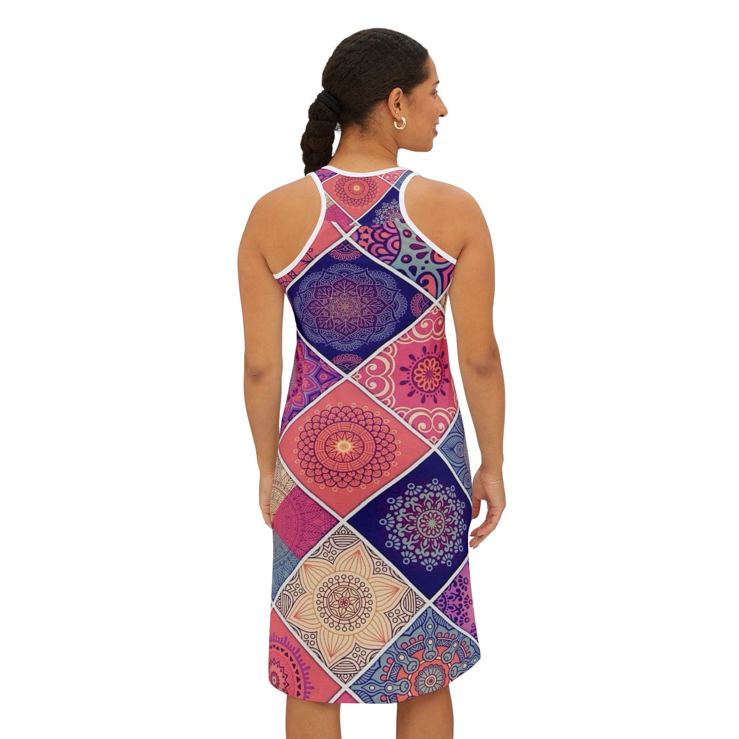 Colorful Geometric Boho Patchwork Women’s Racerback Sundress