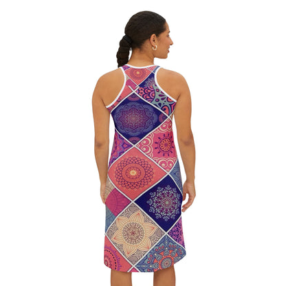 Colorful Geometric Boho Patchwork Women’s Racerback Sundress