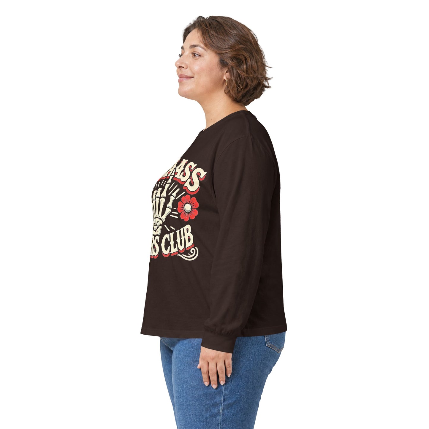 Long Sleeve Tee — Badass Mothers Club Skeleton Floral Graphic