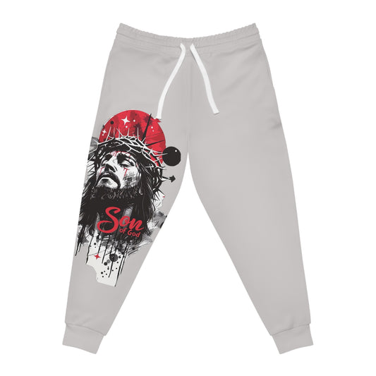 Jesus Crown of Thorns Athletic Joggers — 'Son' Graphic Sweatpants