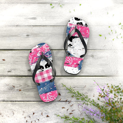 Trendy Pink Bandana Flip Flops - Stylish Summer Footwear for Beach & Casual Outings