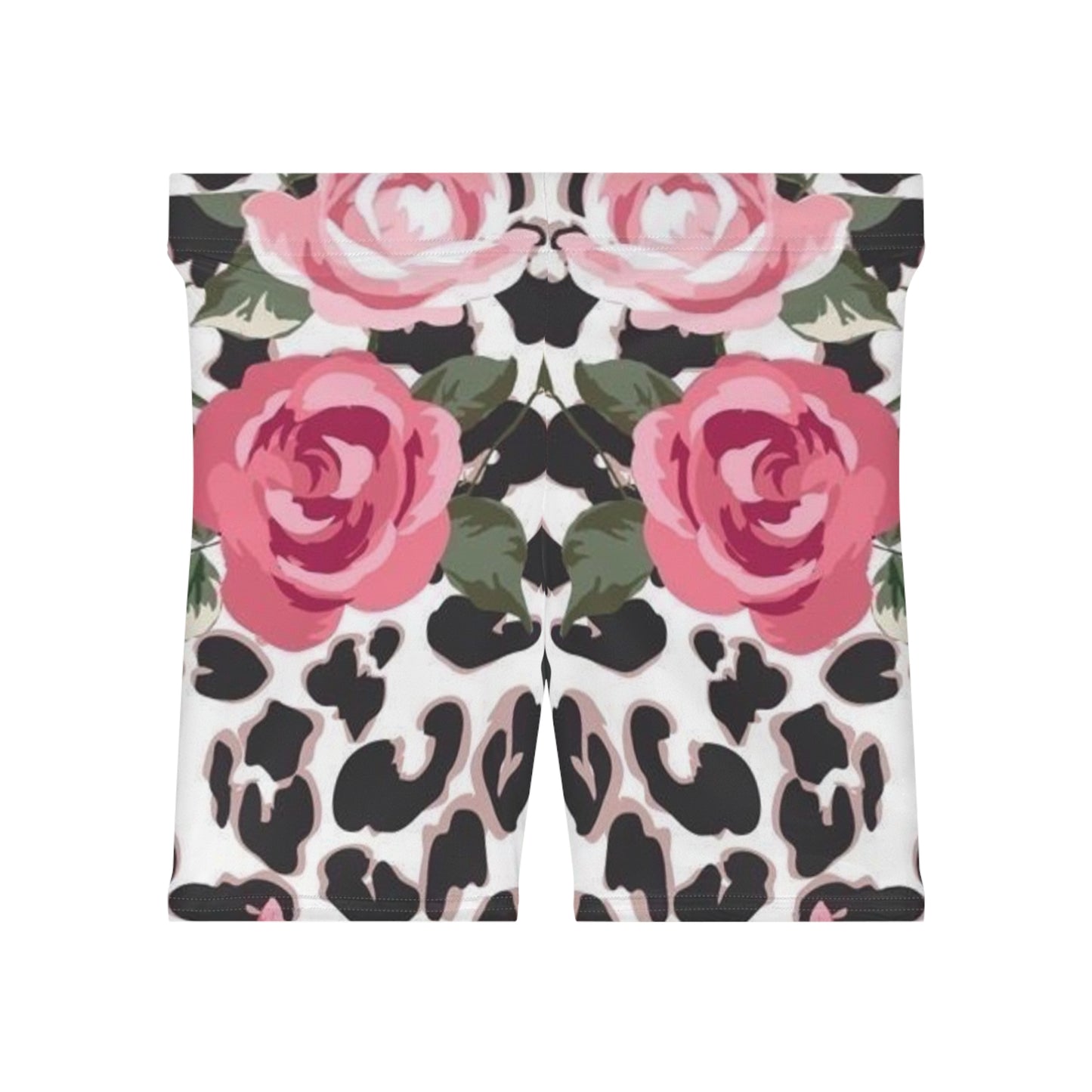 Floral Leopard Print Biker Shorts for Women