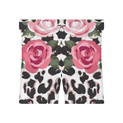 Floral Leopard Print Biker Shorts for Women