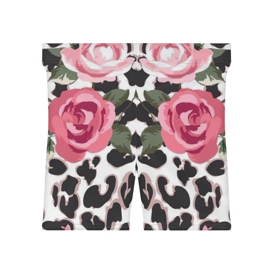 Floral Leopard Print Biker Shorts for Women