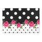 Polka Dot Rose Area Rug — Black & White Vintage Floral Accent Rug