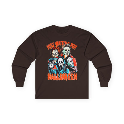 Halloween Horror Icons Long Sleeve Tee – "Just Waiting for Halloween"
