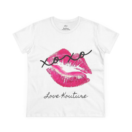 Women's Kissed Cotton Tee, Romantic Graphic Tee, Love Kouture Shirt, Valentine's Day Gift, Everyday Casual Wear, Stylish Women T-Shirt