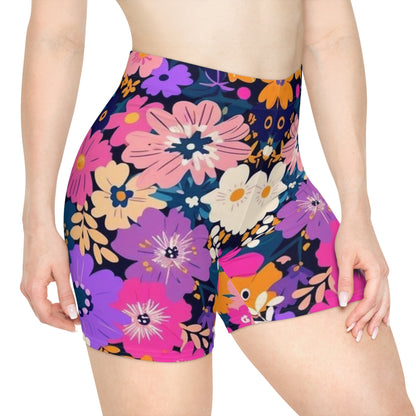 Floral Print Women's Biker Shorts - Comfy, Stylish Activewear for Warm Weather