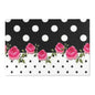 Polka Dot Rose Area Rug — Black & White Vintage Floral Accent Rug