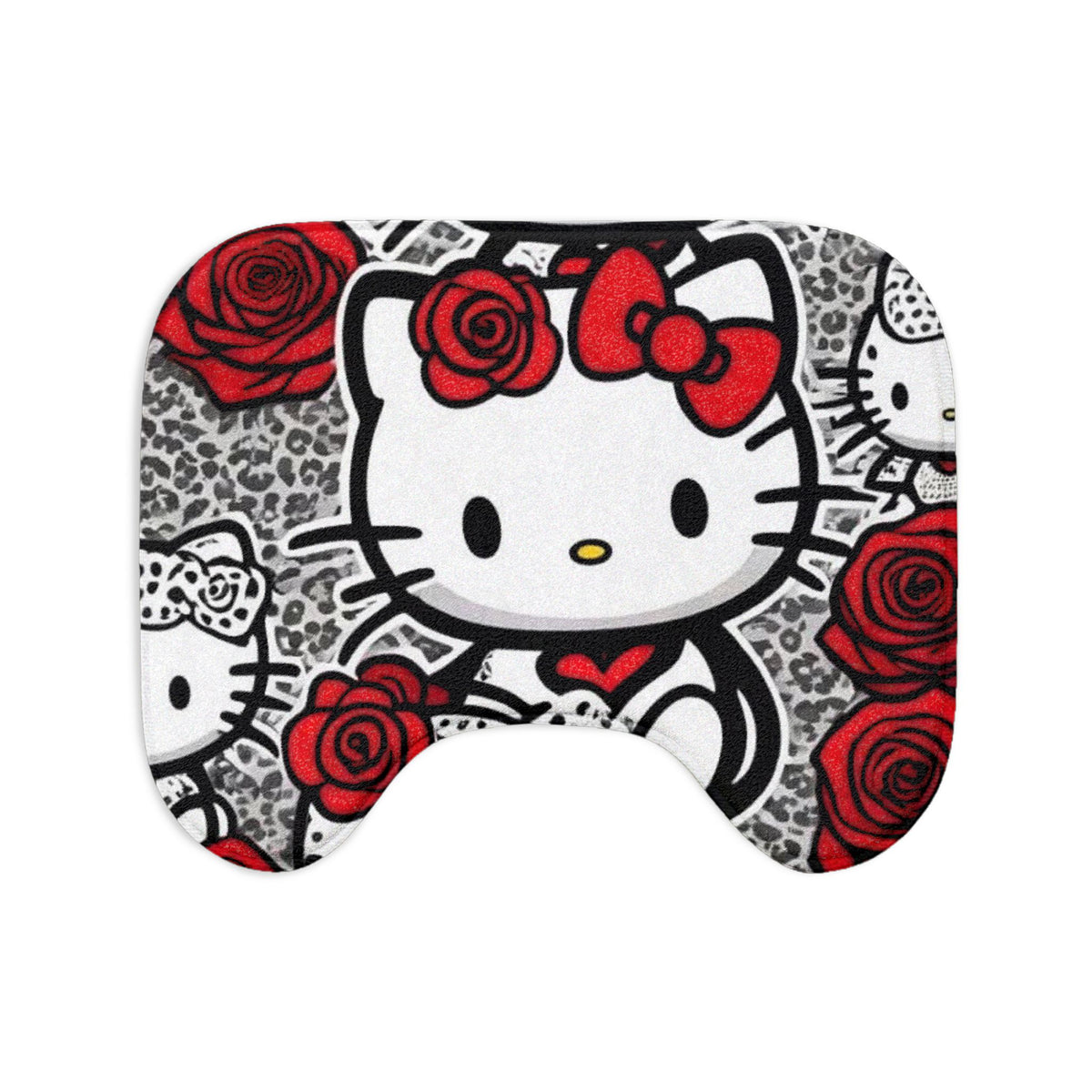 Hello Kitty Red Rose Bath Mat Set (3-Piece) — Cute Floral Bathroom Rug