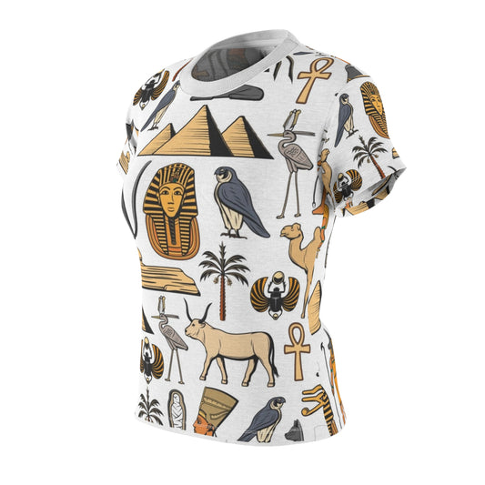 Ägyptisch inspiriertes Grafik-T-Shirt – Damenoberteil mit einzigartigen Hieroglyphen