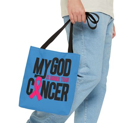 Tote Bag — "My God Is Bigger Than Cancer" Inspirational Cancer Awareness Tote