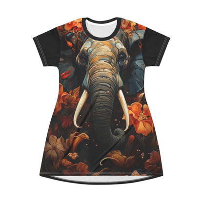 Printed Graphic Elephant T-Shirt Dress