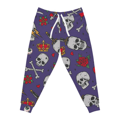 Skull & Rose Joggers — Gothic All-Over Print Athletic Pants