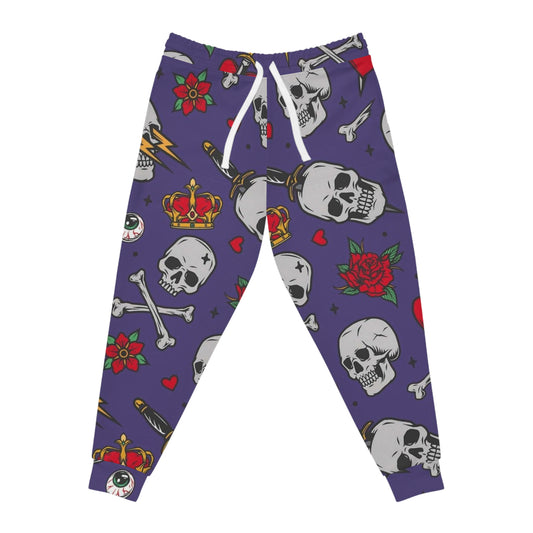 Skull & Rose Joggers — Gothic All-Over Print Athletic Pants