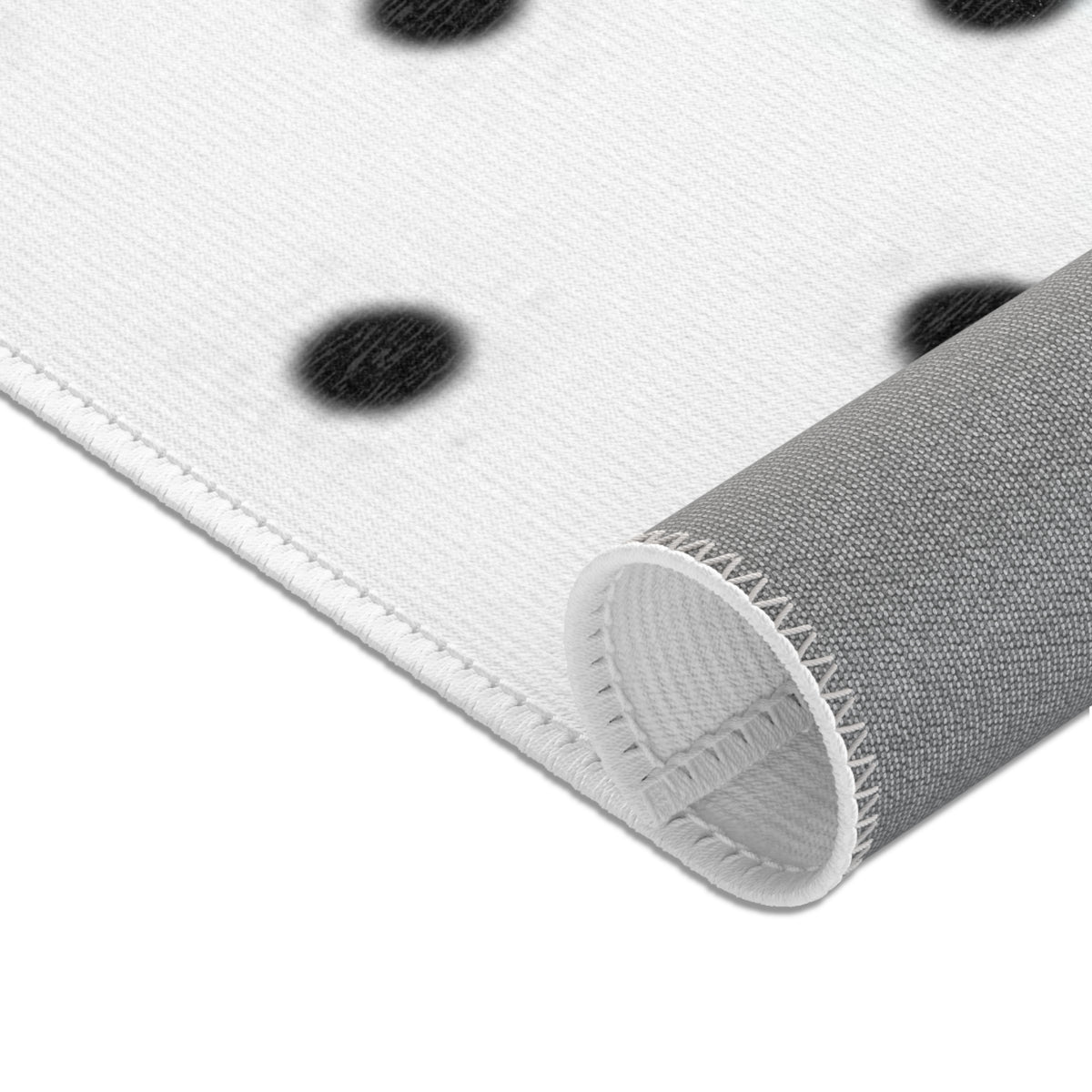 Polka Dot Rose Area Rug — Black & White Vintage Floral Accent Rug