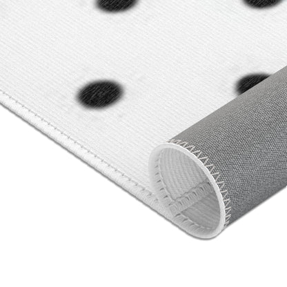 Polka Dot Rose Area Rug — Black & White Vintage Floral Accent Rug