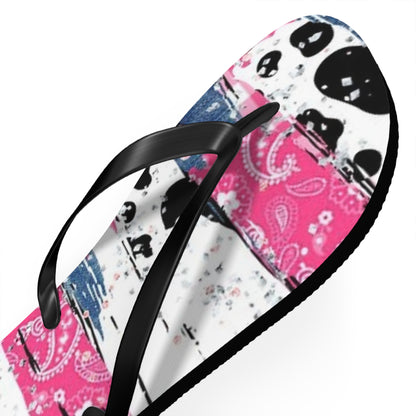 Trendy Pink Bandana Flip Flops - Stylish Summer Footwear for Beach & Casual Outings