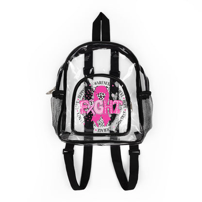 Clear Stadium Backpack — Pink Cancer Awareness “Fight” Design