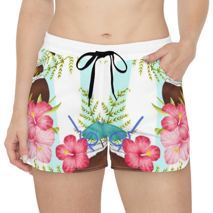 Tropical Floral Design Women's Casual  Shorts - Beach Vibes & Summer Style