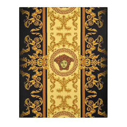 Baroque Medusa Area Rug — Ornate Gold & Black Decorative Floor Runner