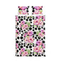 Floral Polka Dot Cotton Bed Set — Pink Petunias on Black Dots
