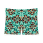 Turquoise Western Geometric Print Women's Shorts