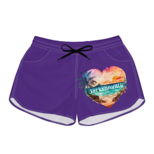 Women's Casual Beach Shorts- Jacksonville/Purple