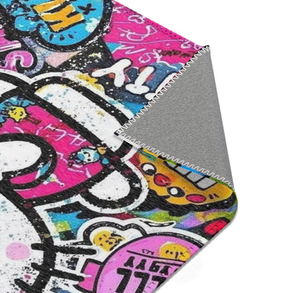 Hello Kitty Pop Art Area Rug – Colorful Cartoon Kids Room Decor