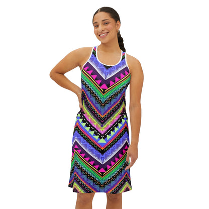 Vibrant Zigzag Print Women's Racerback Dress - Perfect for Summer Parties & Festivals