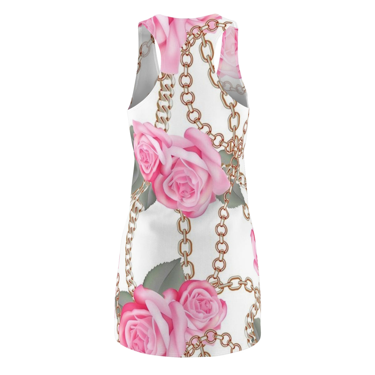 Racerback Dress — Pink Rose & Chain All-Over Print