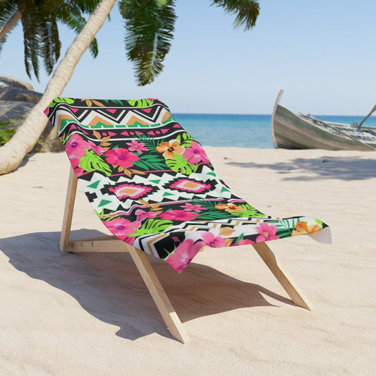 Strandtuch mit tropischem Blumenmuster | Lebendiges Sommer-Essential