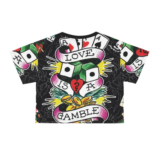 Love Is A Gamble Crop Tee - Bold Graphic Tee for Fun-Loving Souls