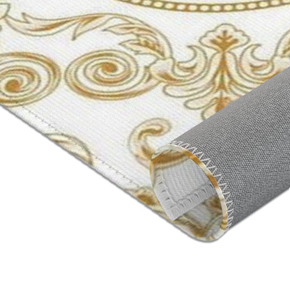 Baroque Medusa Area Rug – Gold Ornate Decorative Accent Rug