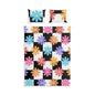 Floral Check Cotton Bed Set — Colorful Retro Daisy Duvet Cover & Pillowcases