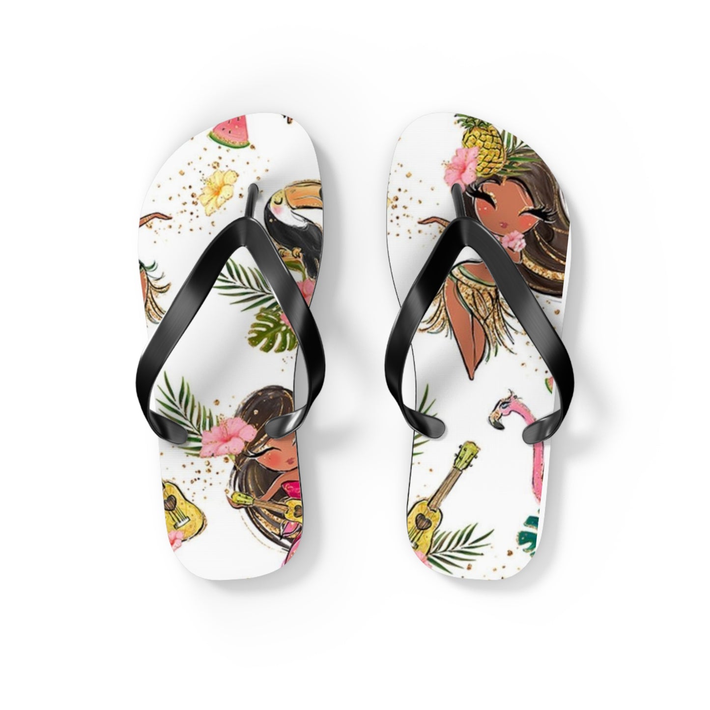 Tropical Vibe Flip-Flops mit Gitarre und tropischem Print