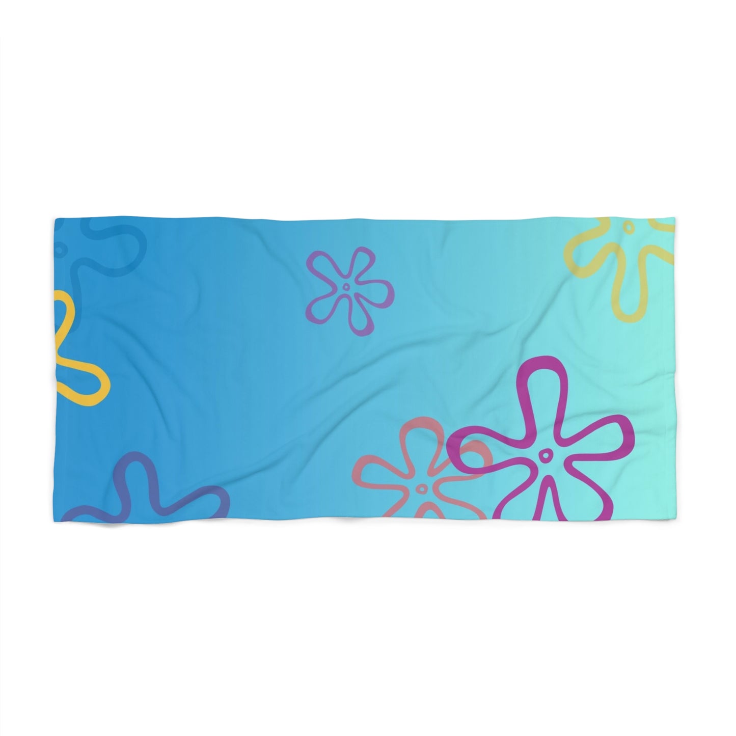 Bikini Bottom Inspired Beach Towel with Colorful Floral Design for Summer Fun
