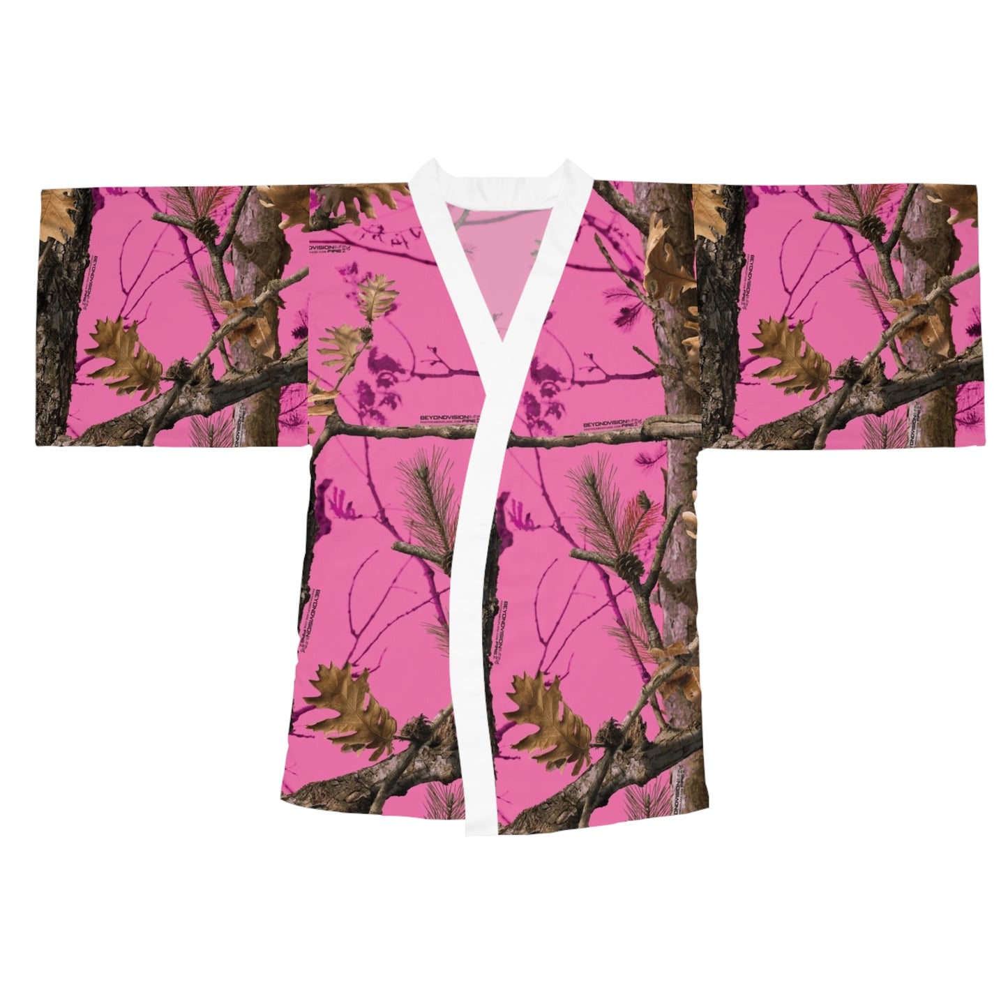 Langärmliger Kimono-Bademantel mit lebendigem Naturdruck