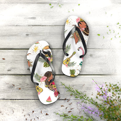 Tropical Vibe Flip-Flops mit Gitarre und tropischem Print