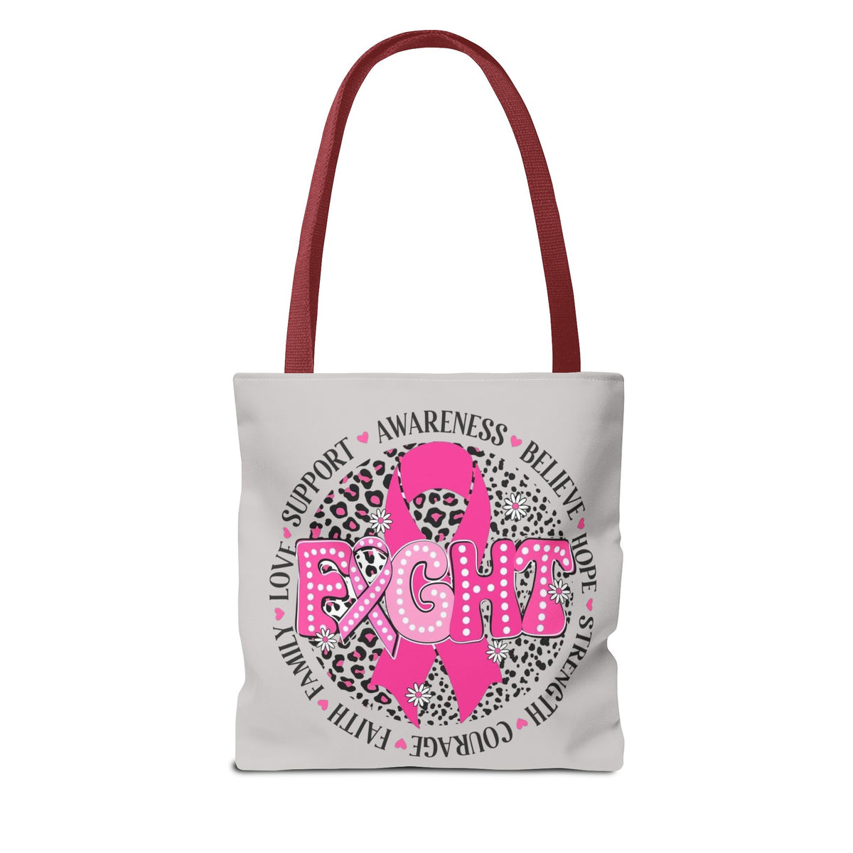 Breast Cancer Awareness "Fight" Pink Ribbon Tote Bag