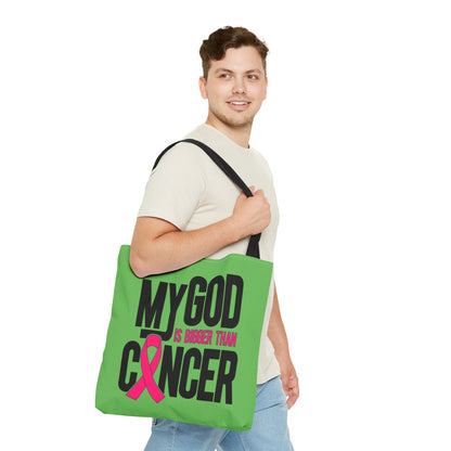 Tote Bag — "My God Is Bigger Than Cancer" Inspirational Cancer Awareness Tote