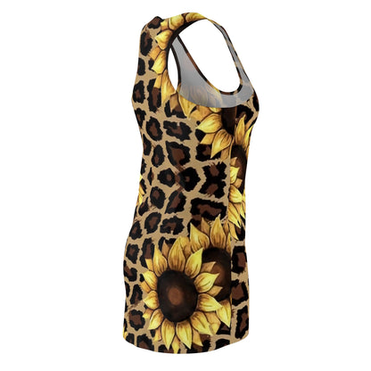 Sunflower Leopard Racerback Dress — Floral Animal Print AOP