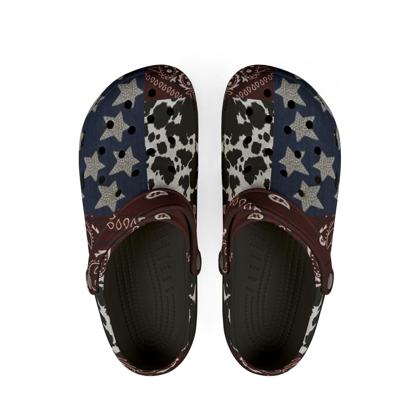Western Style EVA Foam Rubber Shoes with Star & Cow Print