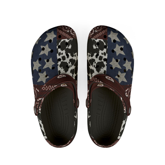 Western Style EVA Foam Rubber Shoes with Star & Cow Print